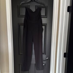 Express Black Sleeveless Jumpsuit with V-Neckline